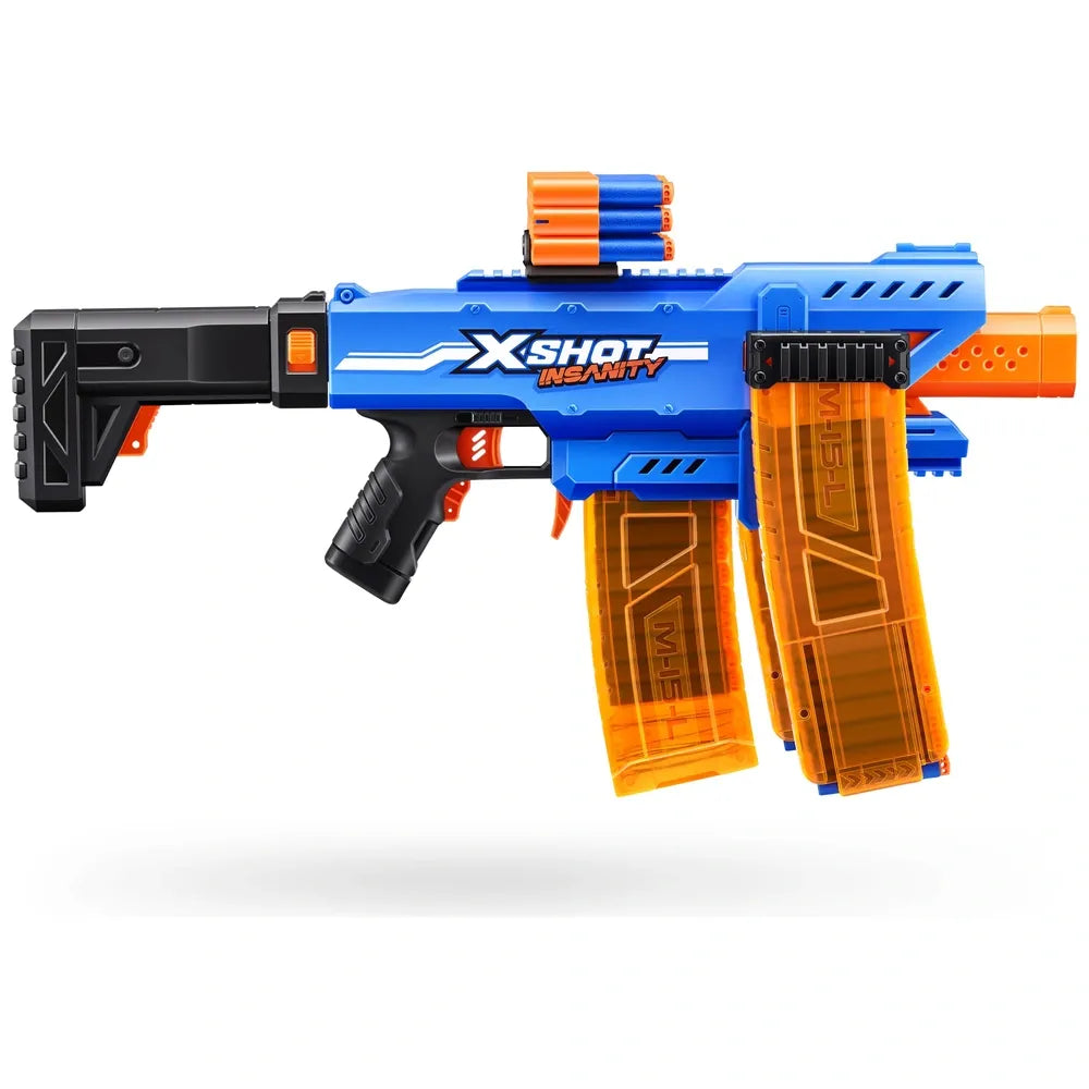 XSHOT by ZURU Insanity Motorized Clip Mania Blaster with 72 Foam Darts