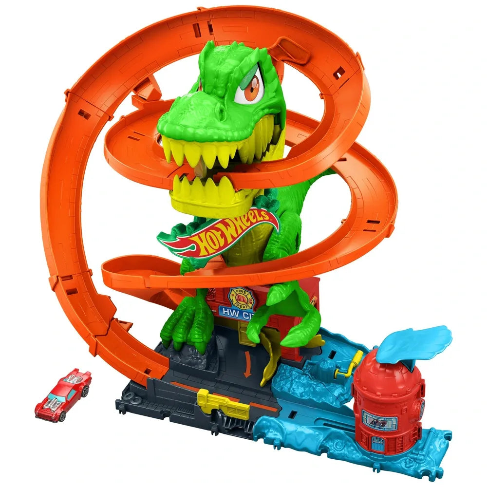 Hot Wheels City T-Rex Blaze Battle Let’s Race Track Playset