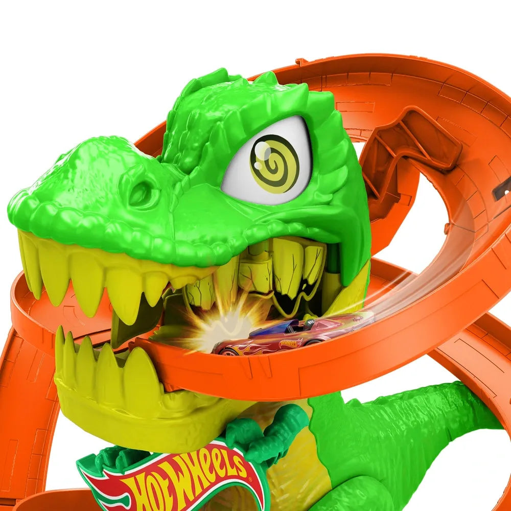 Hot Wheels City T-Rex Blaze Battle Let’s Race Track Playset