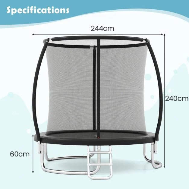 Outdoor 244 cm Trampoline with Enclosure Net & Ladder