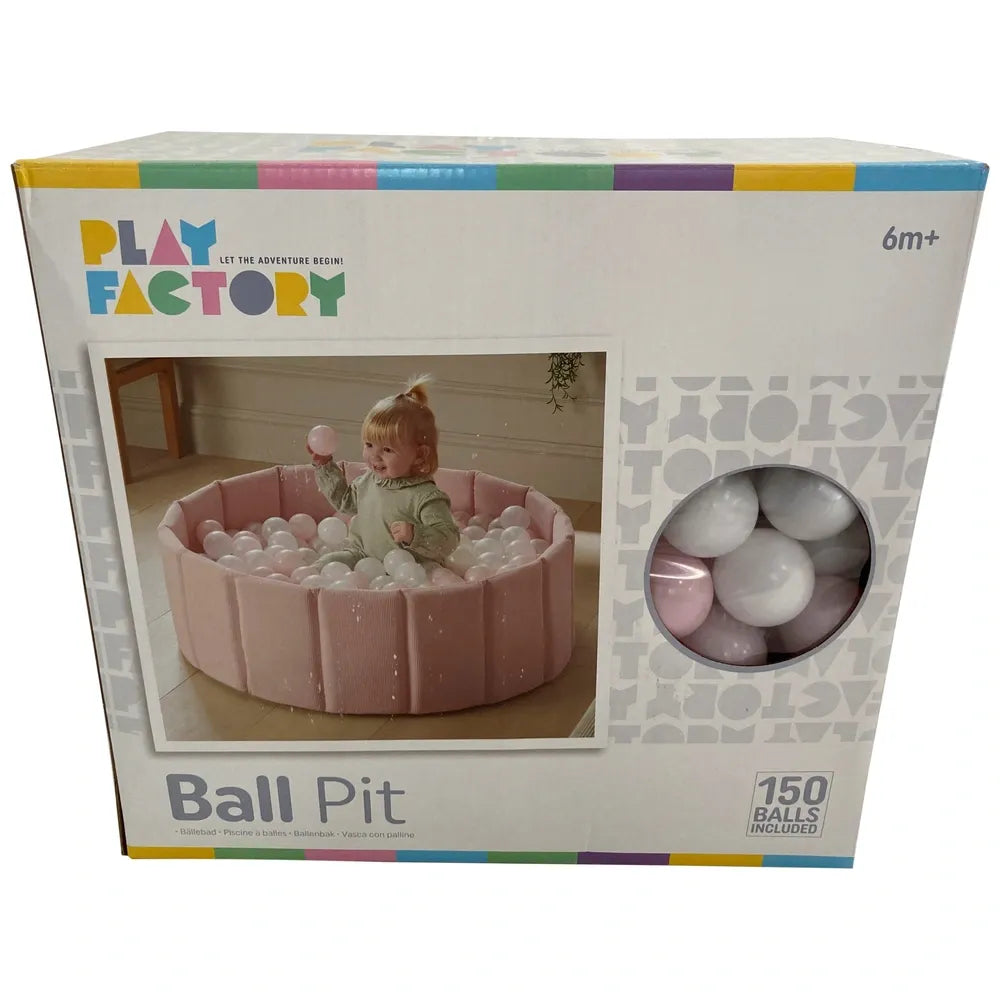Play Factory Pink Foam Ball Pit with 150 Colorful Balls for Kids’ Fun Play