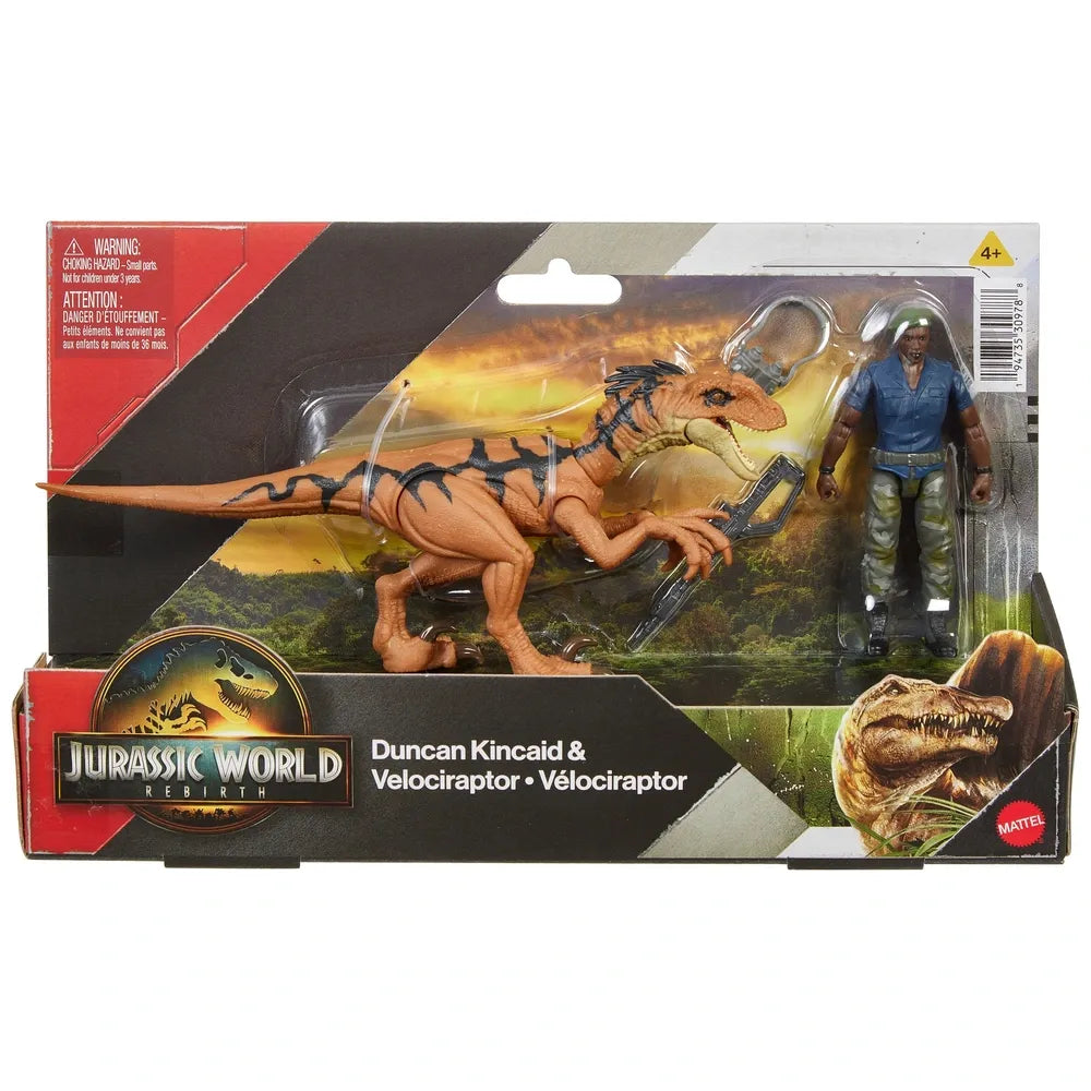 Jurassic World Rebirth 2-Pack Action Figures Duncan Kincaid & Velociraptor