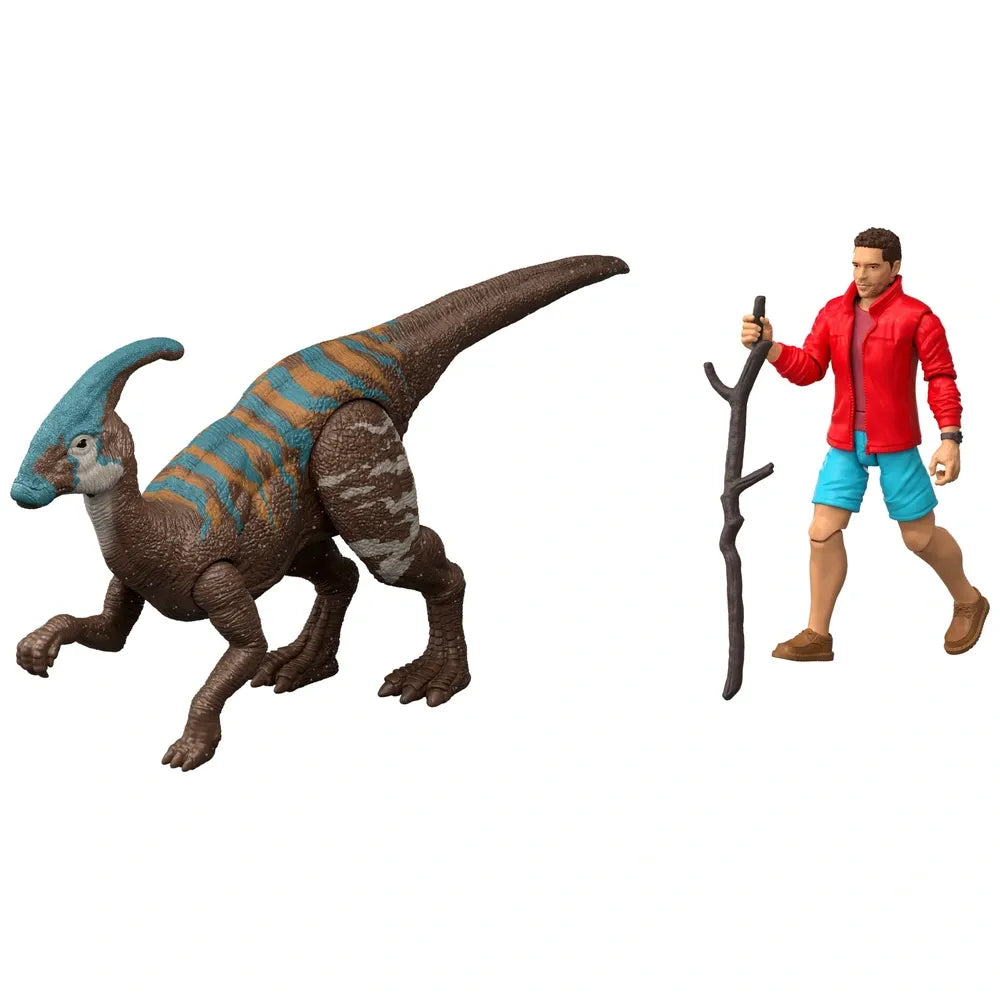 Jurassic World Rebirth Action Figure 2-Pack Reuben Delgado and Parasaurolophus