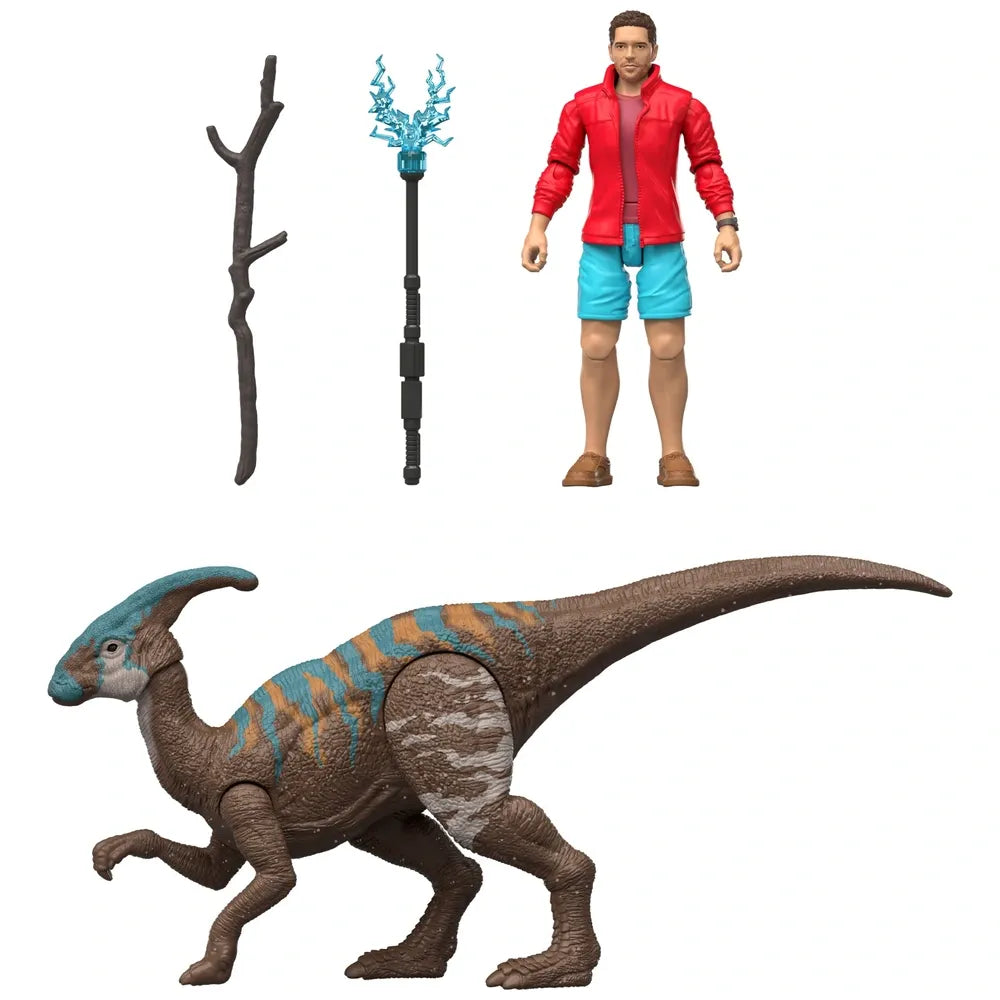 Jurassic World Rebirth Action Figure 2-Pack Reuben Delgado and Parasaurolophus