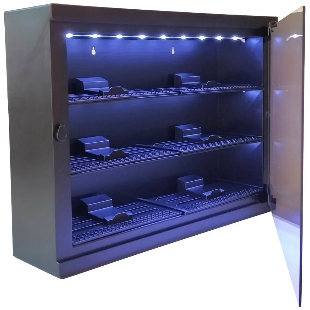 Build-It Car & Mini Figure Display Case with LED Light Cabinet