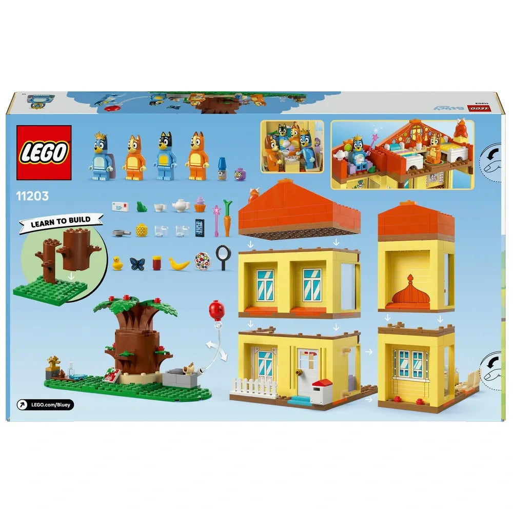 LEGO Bluey 11203 Bluey’s Family House – Building Set for Kids’ Creative Play