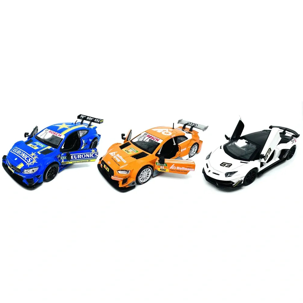 Lamborghini, Mercedes-AMG & Audi RS 1:32 Pull-Back Diecast 3-Car Pack