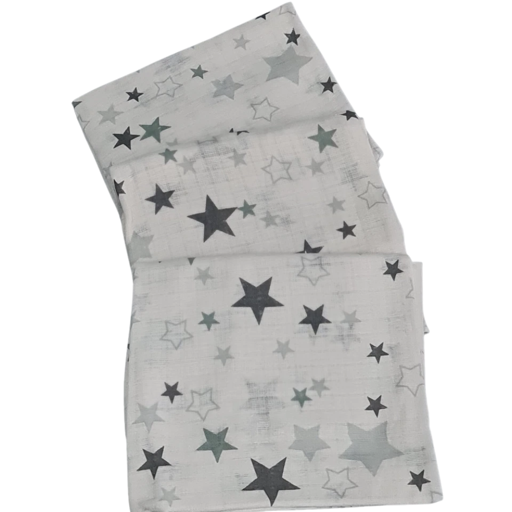 3 Pack Xl Large Printed Muslin Squares for Babies, Reusable 100% Cotton Nappy Cloths