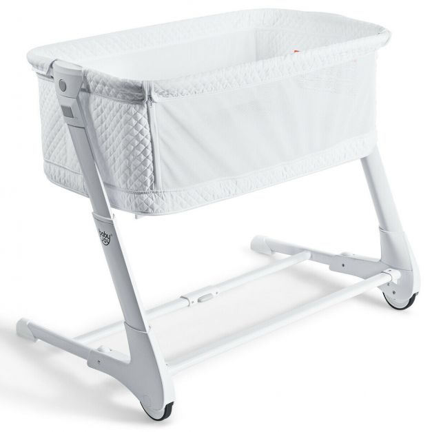 Breathable Mesh Baby Bedside Cot with Easy-Clean, Washable Mattress Included