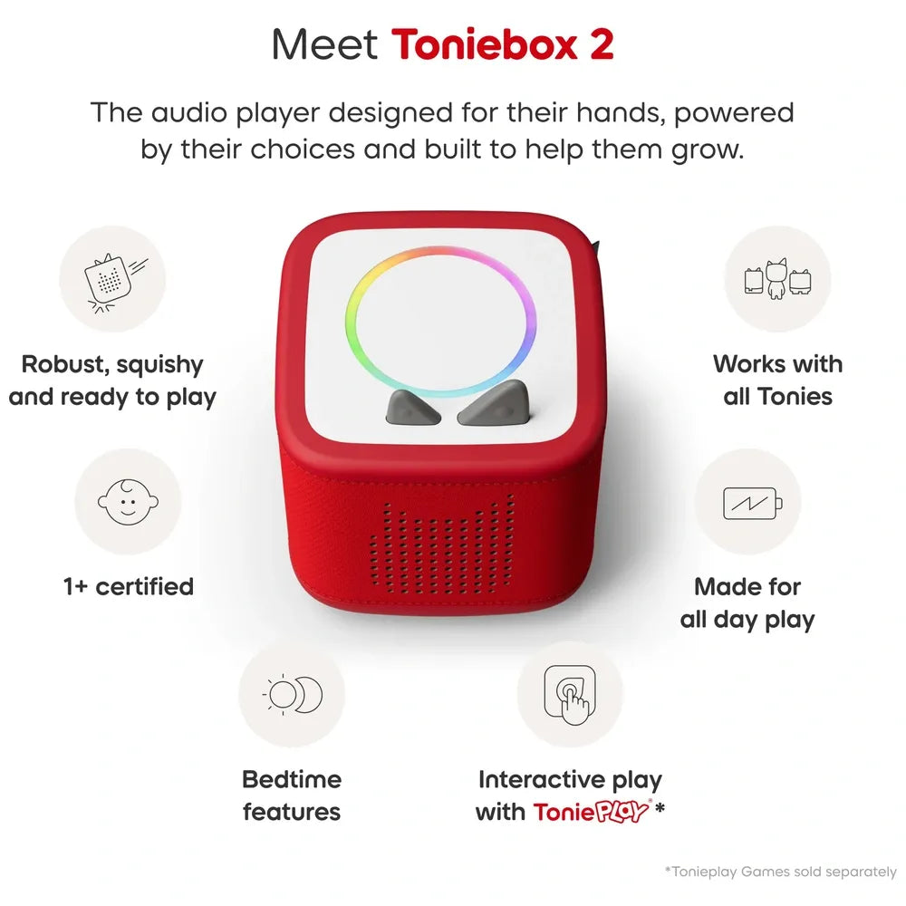 Tonies Toniebox 2 Starter Set in Sunset Red – Audio Player for Kids’ Stories