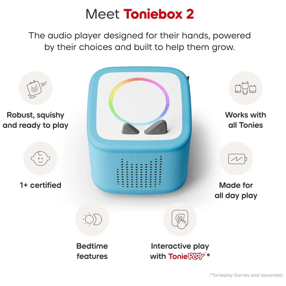 Tonies Toniebox 2 Starter Set – Sky Blue Audio Speaker for Kids