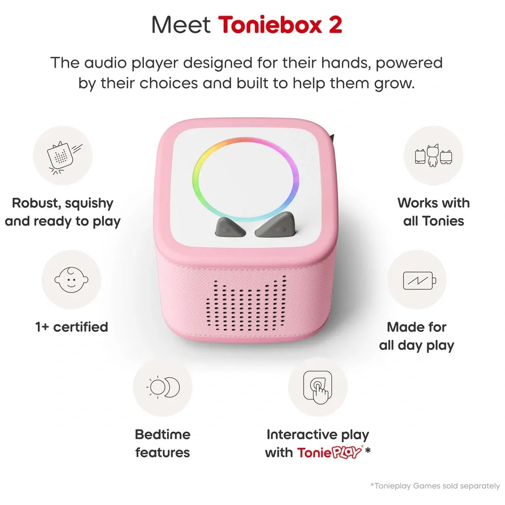 Tonies Toniebox 2 Starter Set – Cloud Pink Interactive Audio for Kids