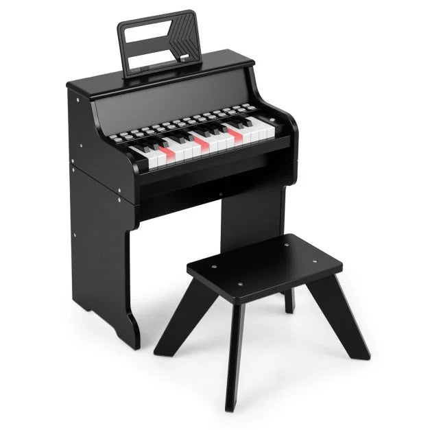 Lighted 25-Key Kids Digital Piano Keyboard with Stool – Adjustable Tempo