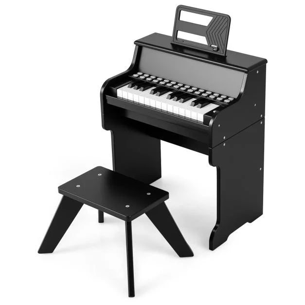 Lighted 25-Key Kids Digital Piano Keyboard with Stool – Adjustable Tempo