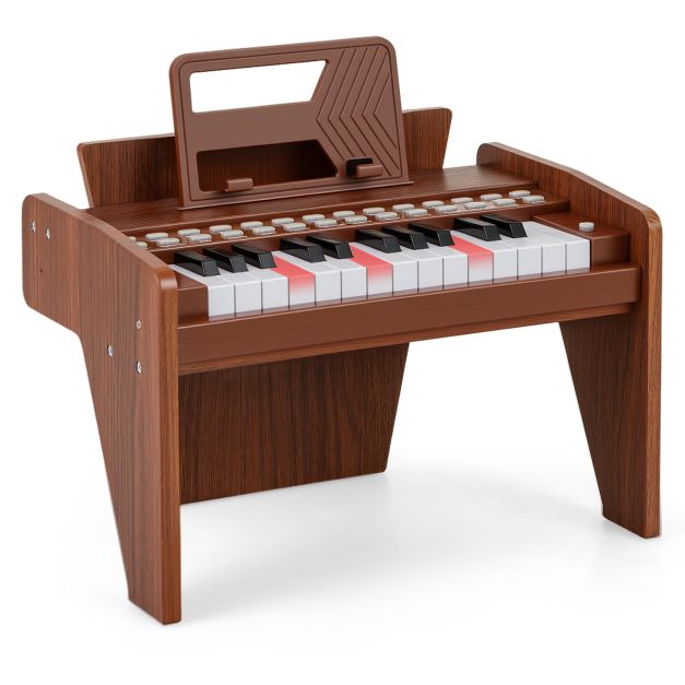 Mini Wooden Kids Piano Keyboard with 25 Lighted Keys – Digital Music Toy