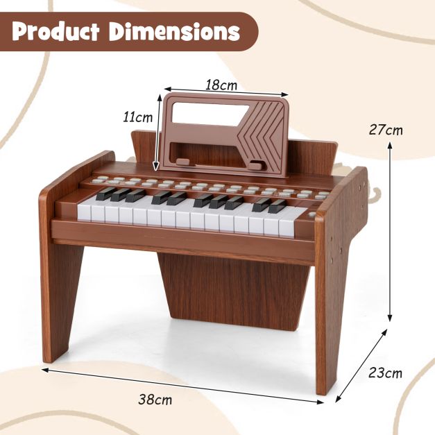 Mini Wooden Kids Piano Keyboard with 25 Lighted Keys – Digital Music Toy