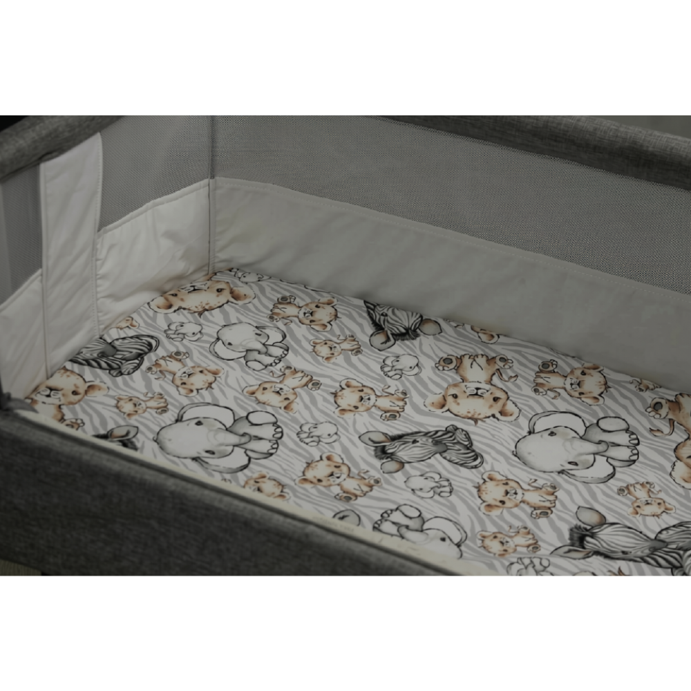 2x Fitted Sheets Compatible with Babylo You & Me Bedside Crib Stars Animals