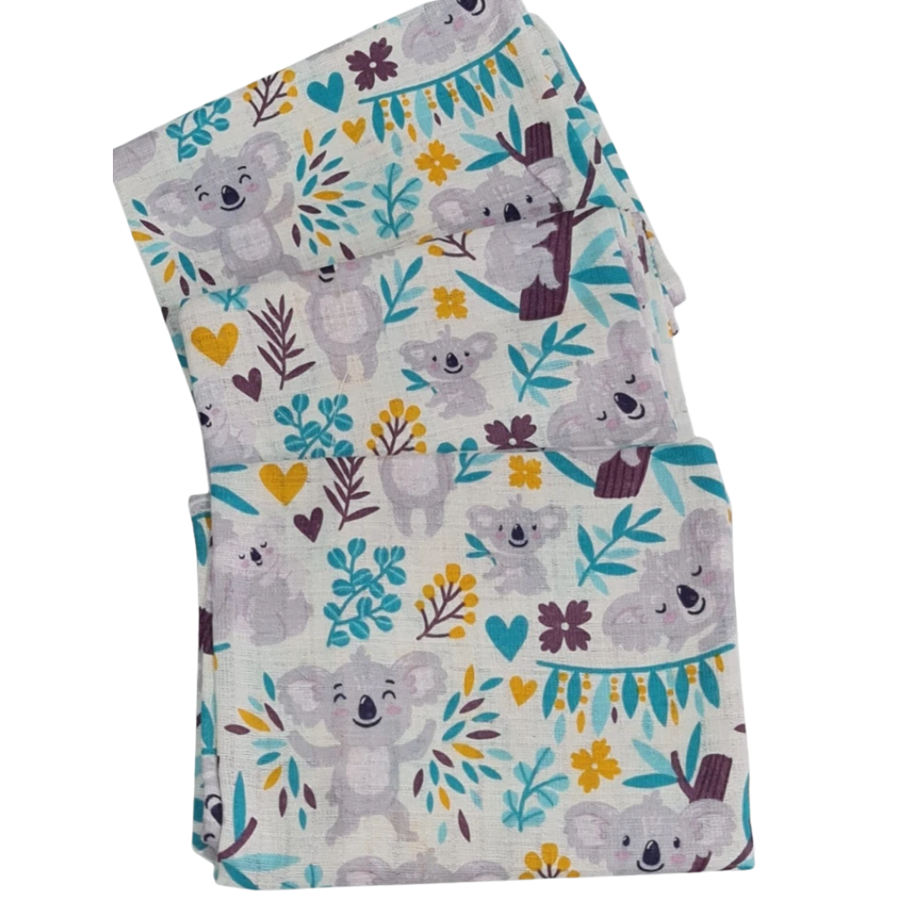 3 Pack Xl Large Printed Muslin Squares for Babies, Reusable 100% Cotton Nappy Cloths