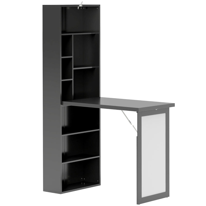 Black Work Desk with Storage and Writing Board