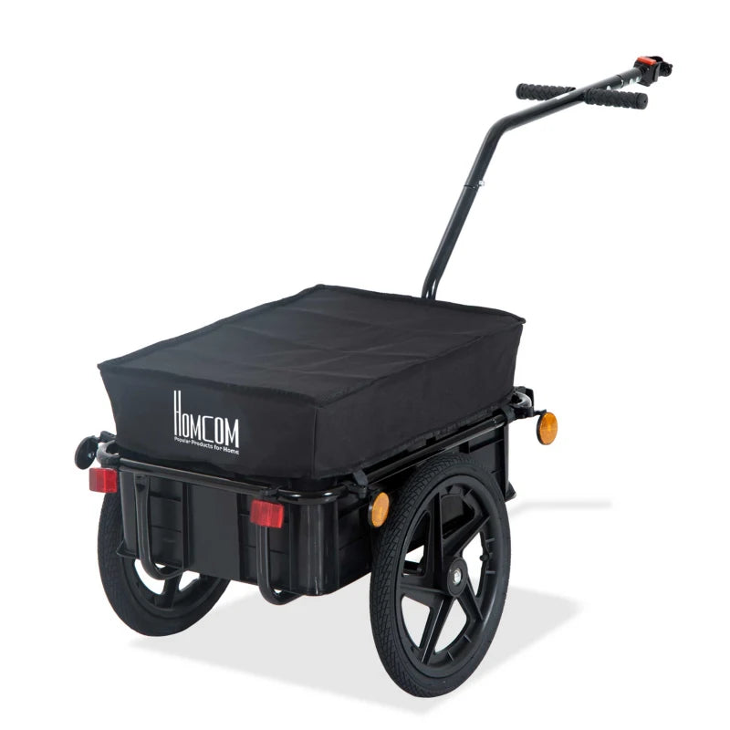 Cargo Trailer Bike Stroller – Black Utility Trolley with Wheels