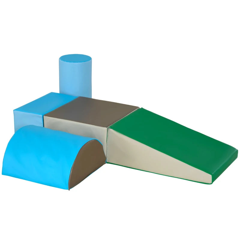 Soft Foam Climb & Crawl Play Set – 5-Piece Indoor Activity Blocks for Toddlers, Blue