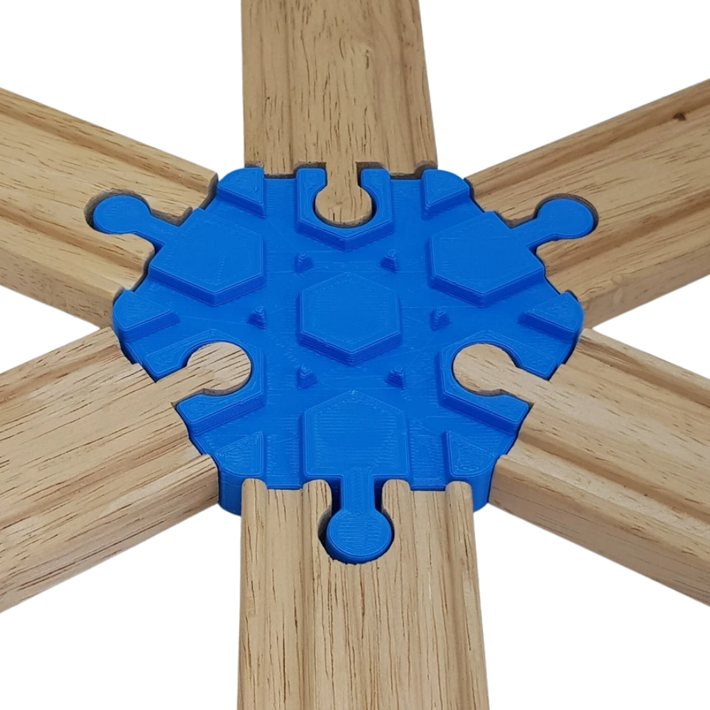 6 Way Wooden Train Track Crossing Intersection Fits Brio Lillabo Bigjigs 3D Printed Pla