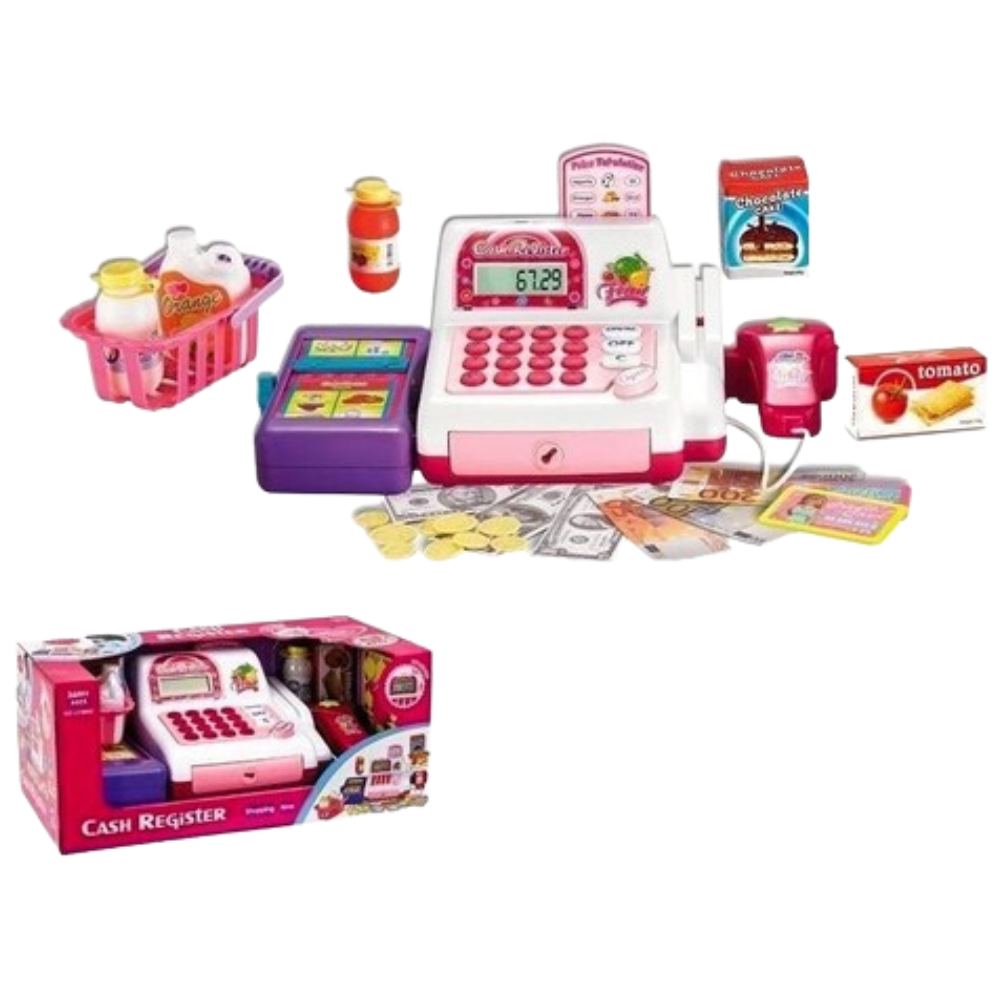 Kids Shopping Cash Register Toy with Accessories Battery Operated Pretend Play Shop Till New