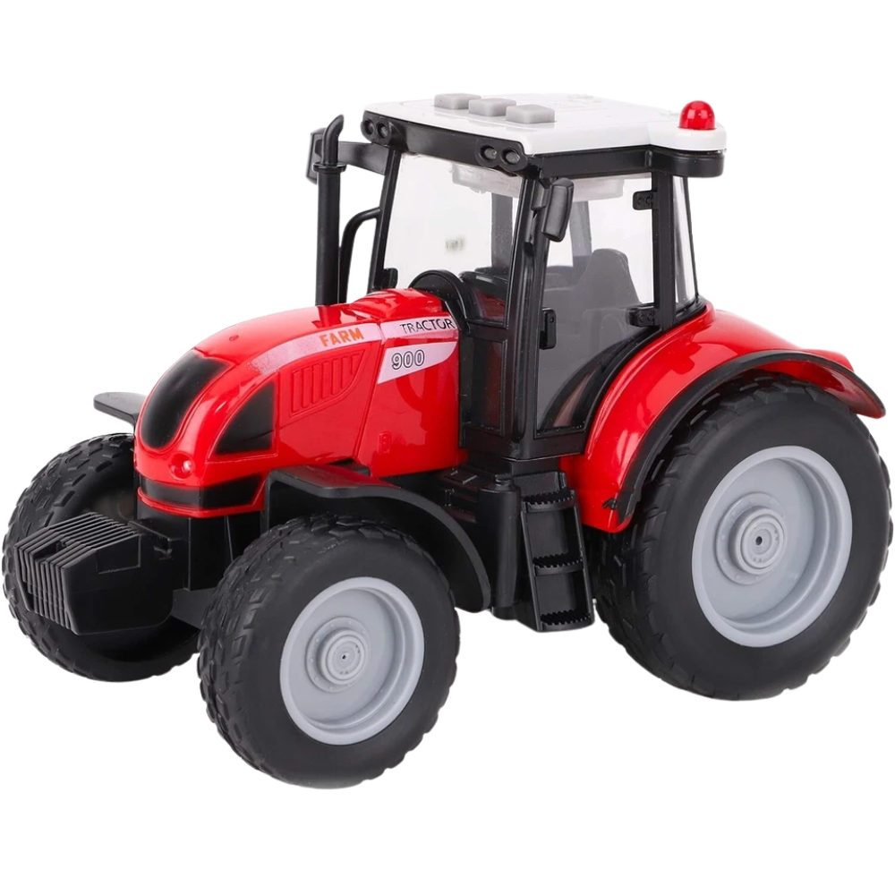Toyland 37cm Red Tractor & Baler Farm Toy with Flashing Lights Horn Engine & Reversing Sounds Kids 3+