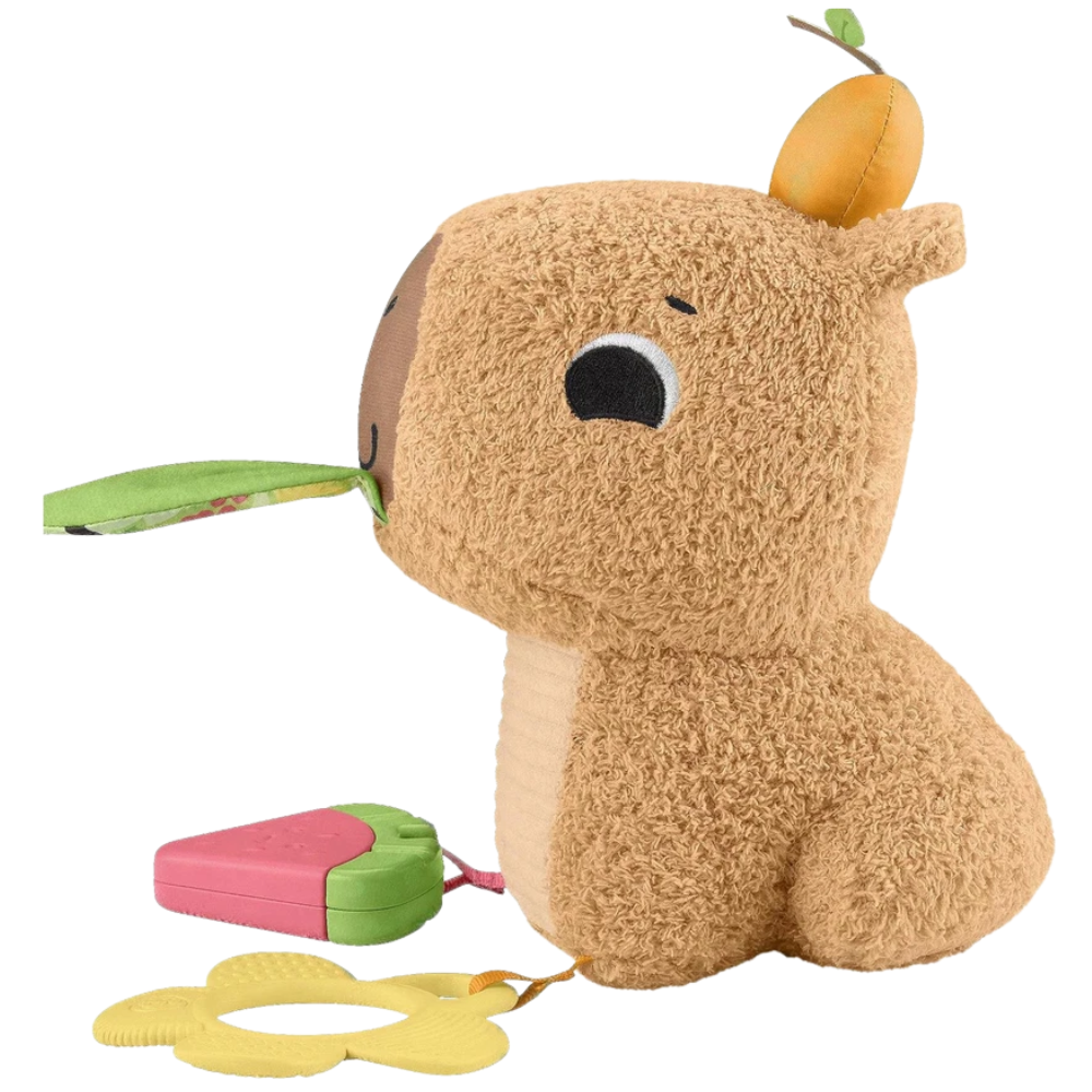 Fisher-Price Baby Sensory Capybara Plush Toy Rattle Teether 3+ Months Infant Gift Toy Cute