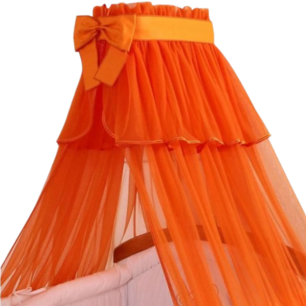 Luxury Baby Cot Bed Canopy Chiffon Drape Net with Matching Cotton Decorative Bow 270 x 160 cm