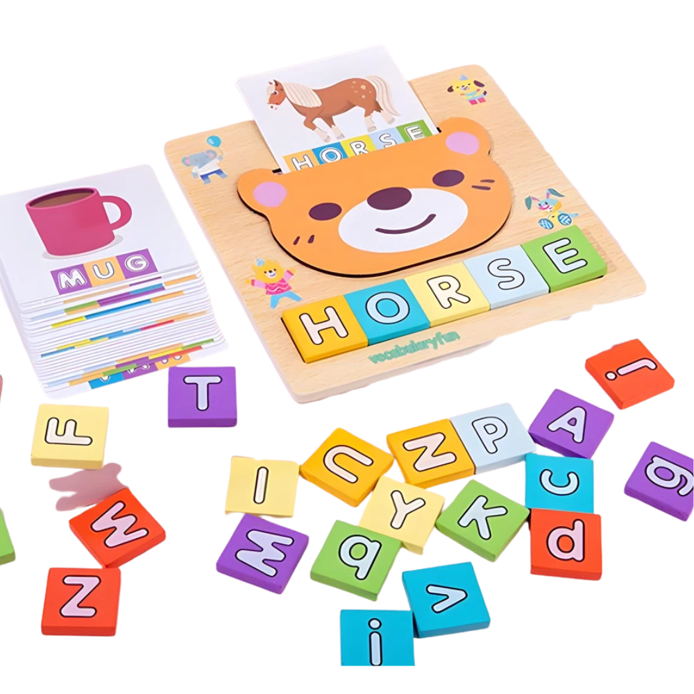 RLS Wooden 2-in-1 Jigsaw Puzzle and Matching Game for Kids with Letters, Numbers and Cards