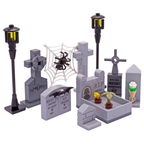 LEGO Halloween Grave Stones Haunted House Graveyard MOC Custom Set Spider Lamps
