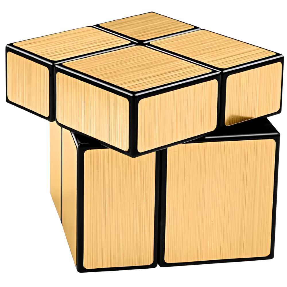 QiYi 2x2 Gold Mirror Cube Puzzle, Smooth Twist Shape Mod Brain Teaser for Kids and Adults