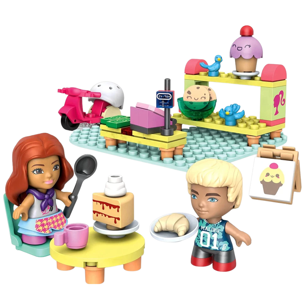 Barbie Mega Construx Bakery Building Set with Barbie Ken Dolls Accessories Mattel Kids 4+