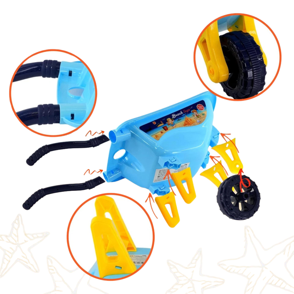 Kids Wheelbarrow Sand Playset 8 Pcs Beach Garden Toys Watering Can Shovels Moulds Mill