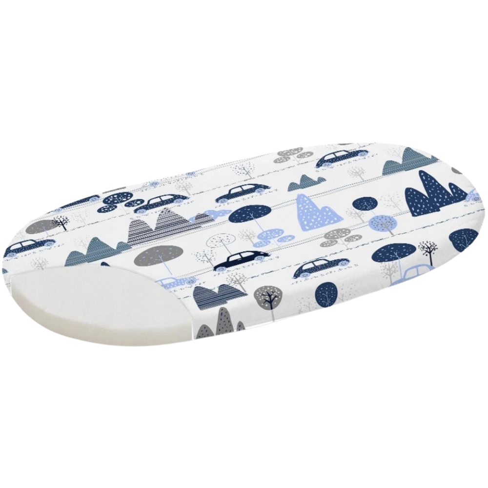 Baby Moses Basket Fitted Sheet 100% Cotton Retro Cars Design 80 × 38cm  Pram Mattress
