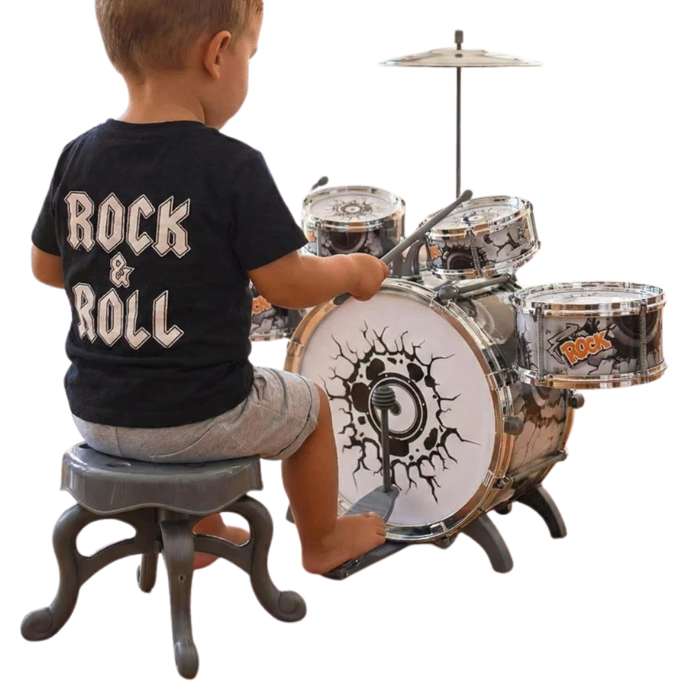 My First Drum Kit Play Set Drums Cymbal Foot Pedal Stool Kids Musical Toy Instrument