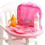 6 Pcs Baby Doll Feeding Set with Magic Milk Bottle Pink Carry Bag & Doll Accessories