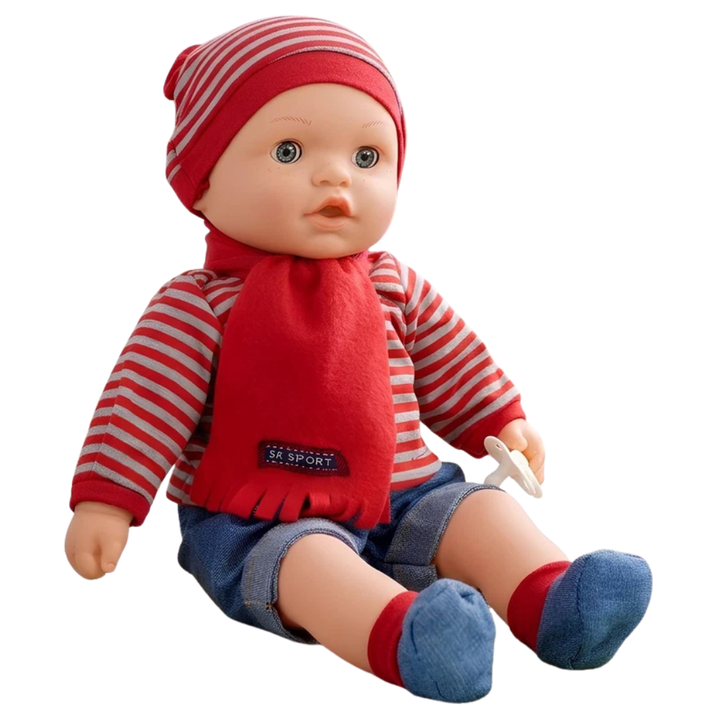 Realistic Lifelike Sleeping Baby Boy Doll 16-Inch Bibi Doll with Freckles & Sounds for Kids