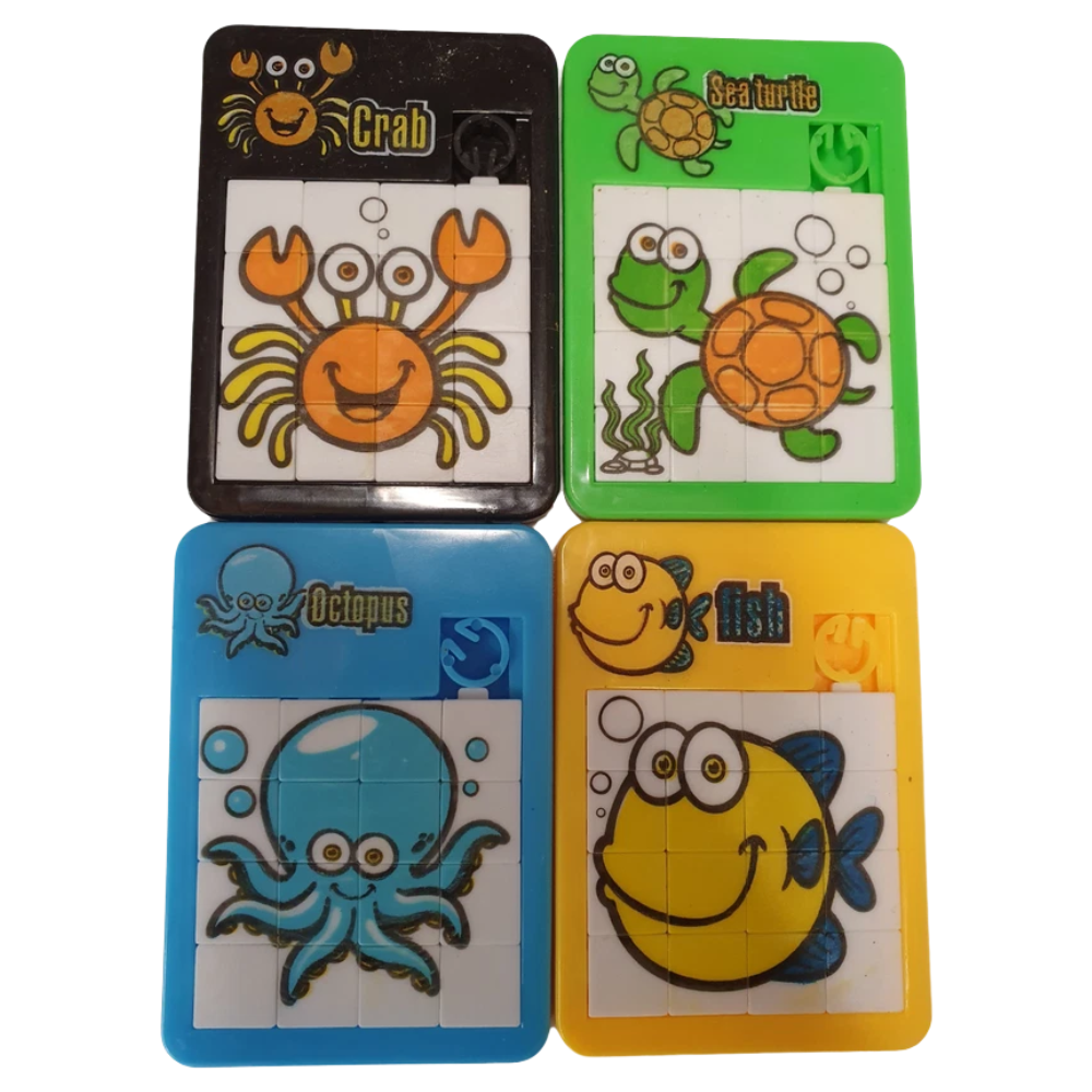 12x Mini Sliding Puzzle Toys Zoo Animal Sea Life Party Bag Fillers