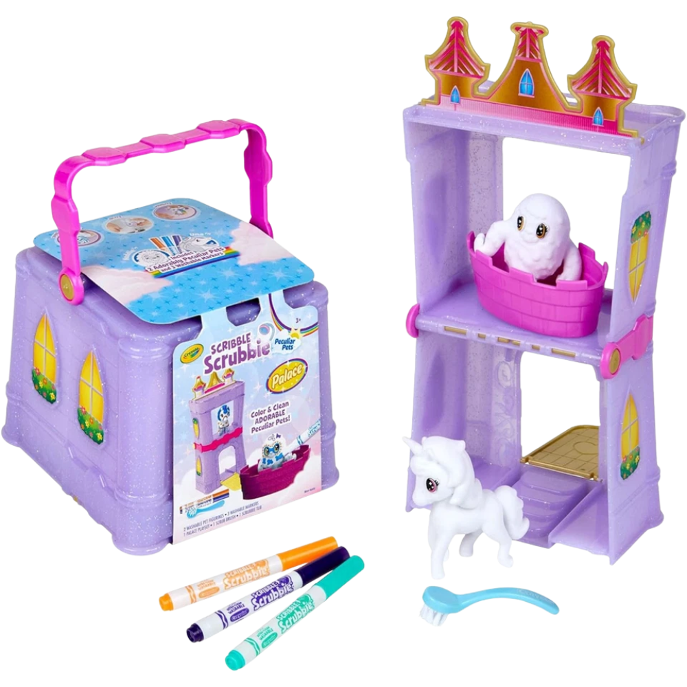 Crayola Washimals Peculiar Pets Playset Carry Case with Unicorn Yeti Markers Kids Toy Set