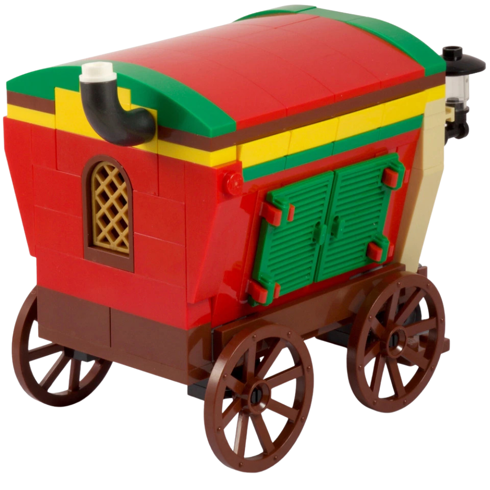 LEGO Romany Gypsy Caravan Building Kit with Opening Shutters, Broom, Pan & Bucket