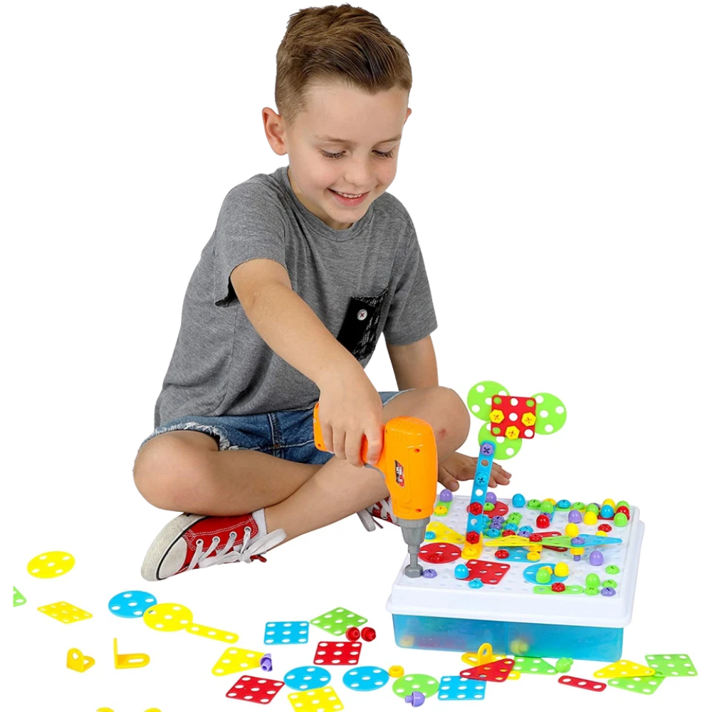 Toyvelt Creative 4-in-1 Drill Block Set 193pc STEM Building Toy Kids Ages 3+