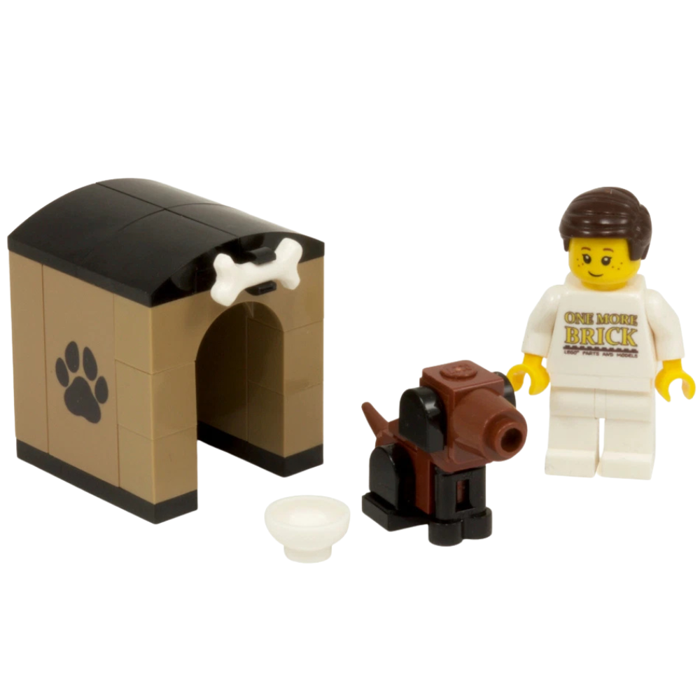 Lego Dog and Dog House Kennel Custom Model Kit Made with Genuine Lego Bricks Pet Accessory