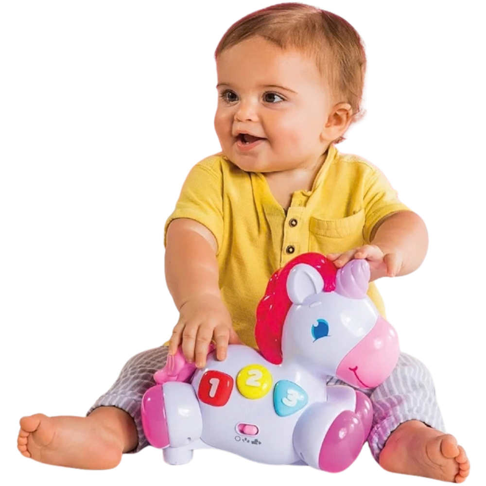 Bright Starts Rock & Glow Unicorn Baby Toy Lights Sounds Musical Learning Toy 6m+