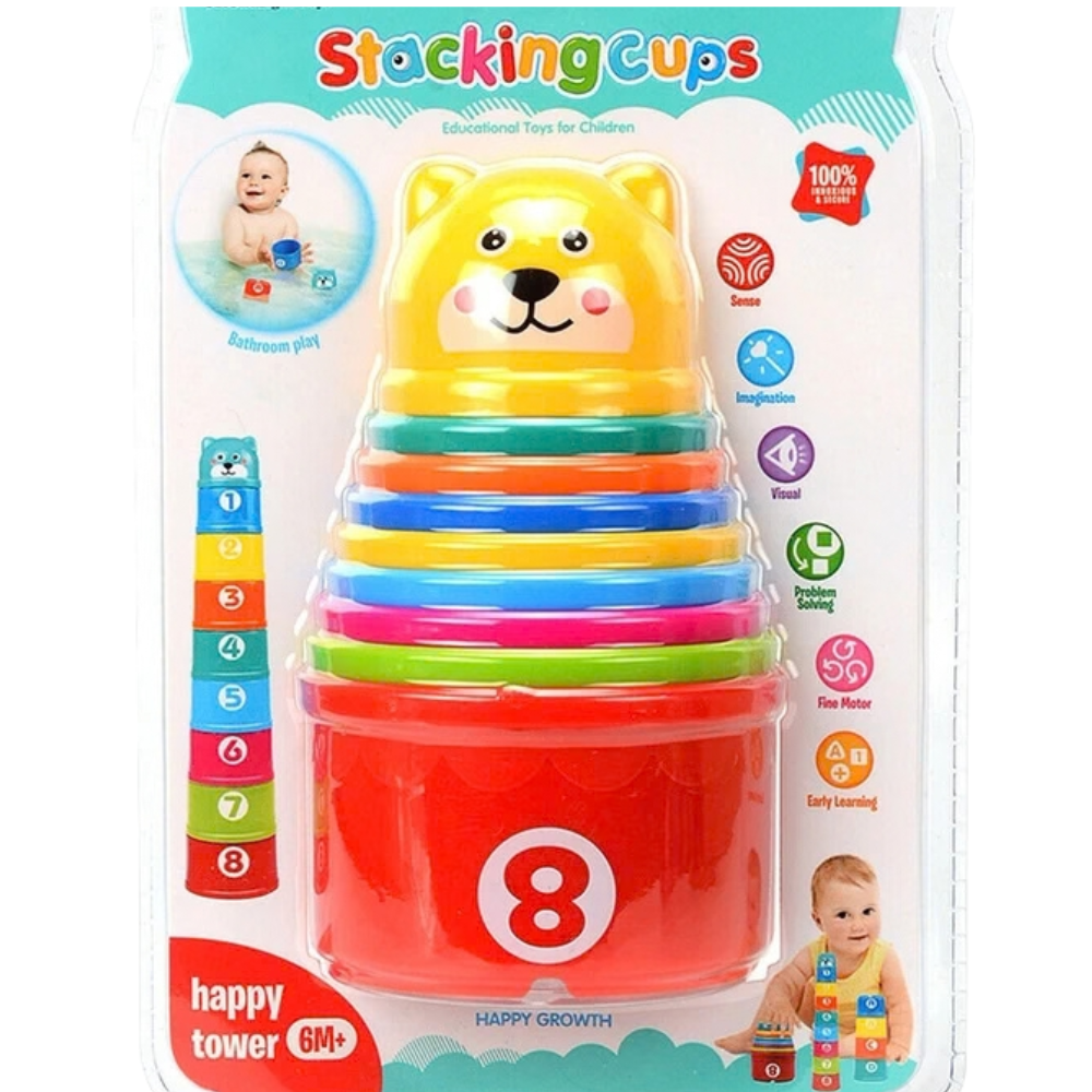 Kids Stacking Cups Toy Set 8 Pieces Baby Educational Learning Game 6 Months+