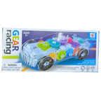 Toysrex Electric Transparent Mechanical Gear Race Car Toy for Toddlers Creative Play Fun