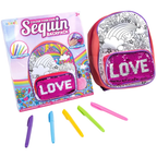 Abeec Colour Your Own Sequin Backpack Craft Kit with Pens Creative Kids Activity Toy Gift Art Set 3+