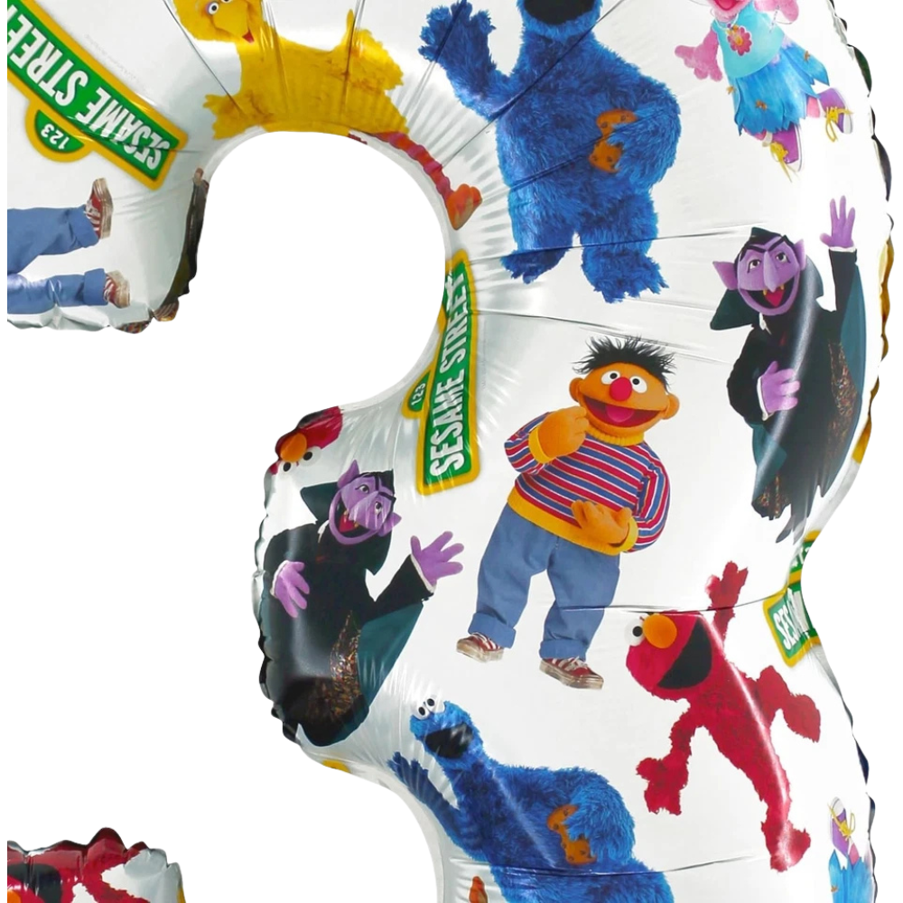 Toyland 66cm Sesame Street Number 3 Foil Balloon 26 Inch Kids Birthday Party Decoration Air Helium