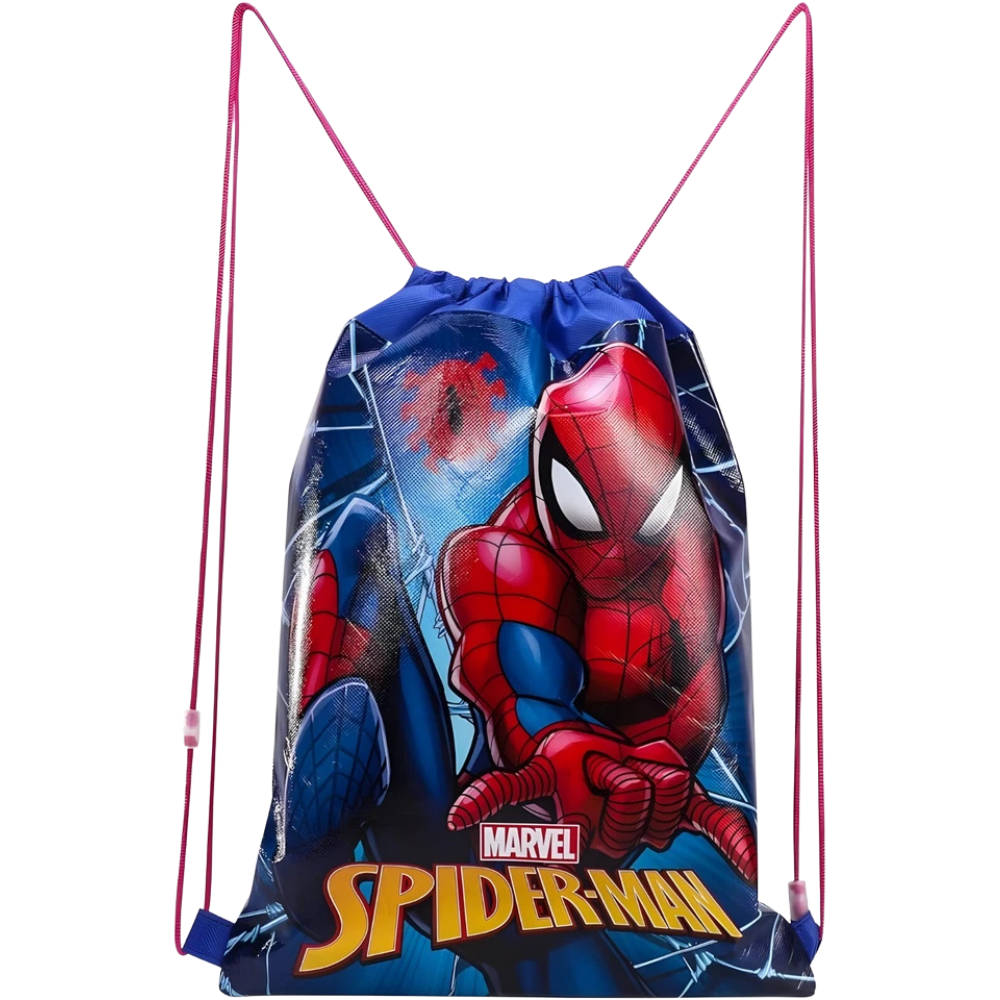 Official Marvel Spider-Man Kids Drawstring Bag 44x33cm, School Gym Sports Swimming PE Kit Bag